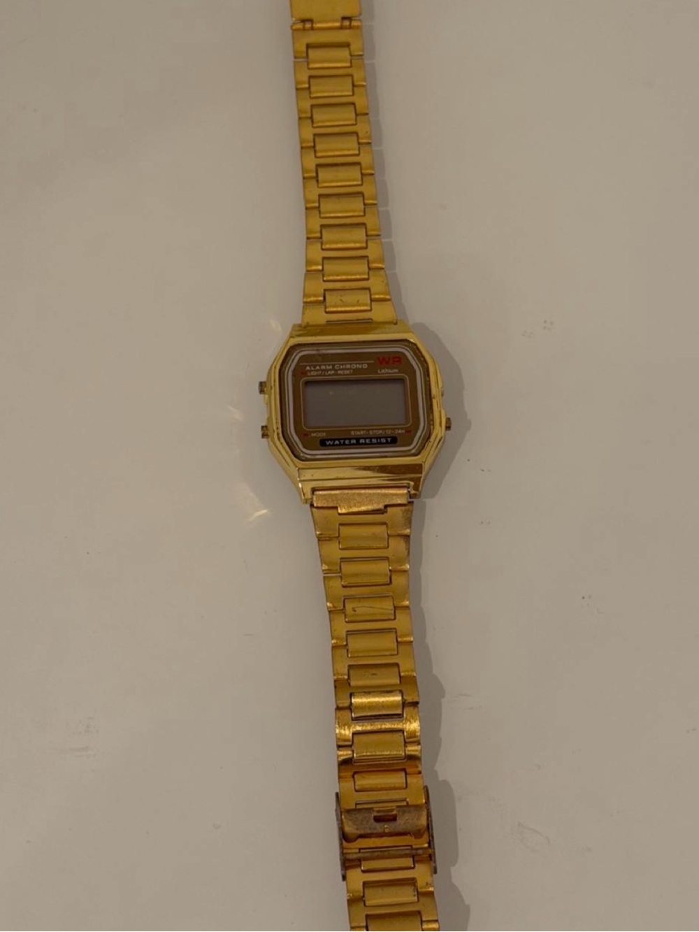 Classic Gold-Tone Digital Men’s Watch with Metal Bracelet
